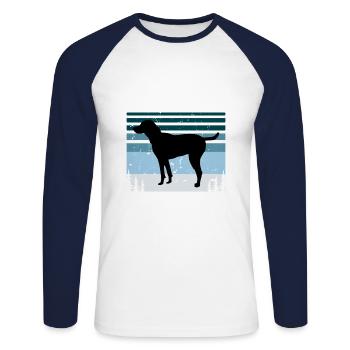 Noir et bronzé Virginie Foxhound Silhouette de chien - T-shirt baseball manches longues Homme - blanc/marine - Devant - Nik (191cm)