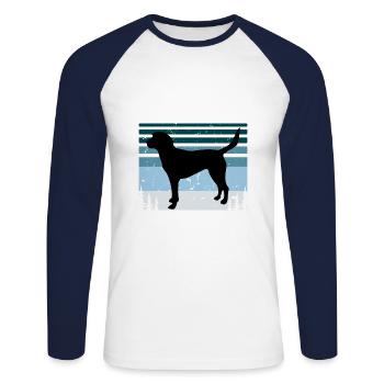 Beagle Harrier Chien Amant Silhouette Vintage Coucher de soleil - T-shirt baseball manches longues Homme - blanc/marine - Devant - Nik (191cm)
