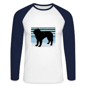 Bosnian Coarse Haired Hound Dog Silhouette Retro - Unisex Long Sleeve Baseball T-Shirt - white/navy - Front - Nik (191cm)