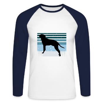 Braque Saint Germain Dog Silhouette Retro Sunset - Unisex Long Sleeve Baseball T-Shirt - white/navy - Front - Nik (191cm)