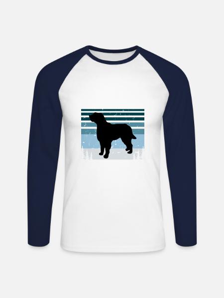 Briquet Griffon Vandea Cane Silhouette Retro Sun - Maglia da baseball a manica lunga da uomo - bianco/navy