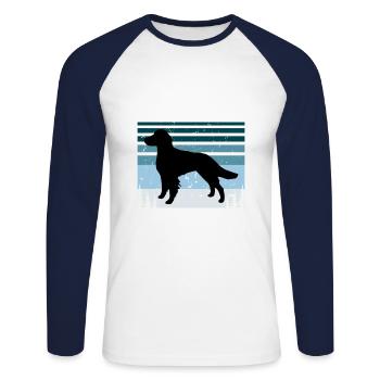 Britanny Dog Lover Silhouette Vintage Sunset - T-shirt baseball manches longues Homme - blanc/marine - Devant - Nik (191cm)