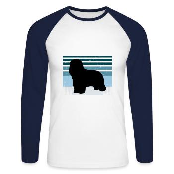 Briard Dog Lover Silhouette Vintage Sunset - Unisex Long Sleeve Baseball T-Shirt - white/navy - Front - Nik (191cm)
