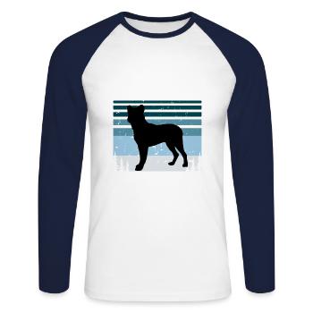 Cao Fila De Seo Miguel Dog Silhouette Retro Sunset - Unisex Long Sleeve Baseball T-Shirt - white/navy - Front - Nik (191cm)