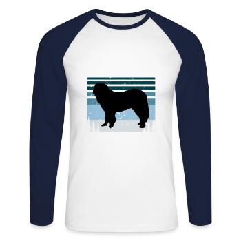 Caucasian Shepherd Dog Silhouette Retro Sunset - Unisex Long Sleeve Baseball T-Shirt - white/navy - Front - Nik (191cm)