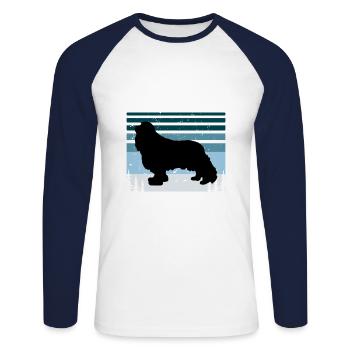 Cavalier King Charles Spaniel Dog Silhouette - T-shirt baseball manches longues Homme - blanc/marine - Devant - Nik (191cm)