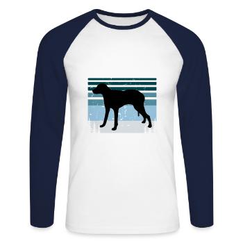 Chien Français Blanc et Orange Dog Silhouette - T-shirt baseball manches longues Homme - blanc/marine - Devant - Nik (191cm)