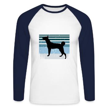 Cretan Hound Dog Lover Silhouette Vintage Sunset - Unisex Long Sleeve Baseball T-Shirt - white/navy - Front - Nik (191cm)