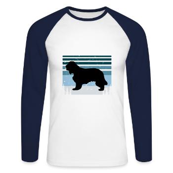 Cocker Spaniel Dog Lover Silhouette Vintage Sunset - Unisex Long Sleeve Baseball T-Shirt - white/navy - Front - Nik (191cm)