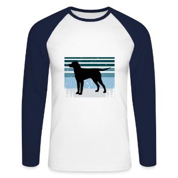 Curly Coated Retriever Dog Silhouette Retro Sunset - Unisex Long Sleeve Baseball T-Shirt - white/navy - Front - Nik (191cm)