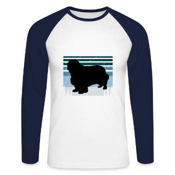 Clumber Spaniel Dog Love Silhouette Vintage Sunset - Unisex Long Sleeve Baseball T-Shirt - white/navy - Front - Nik (191cm)