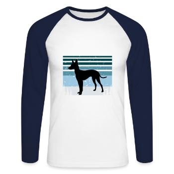 Cirneco Dell Etna Dog Love Silhouette Retro Sonnenuntergang - Unisex Baseballshirt langarm - Weiß/Navy - Vorne - Nik (191cm)