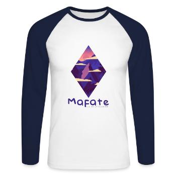 Mafate île de la Réunion cirque - T-shirt baseball manches longues Homme - blanc/marine - Devant - Nik (191cm)