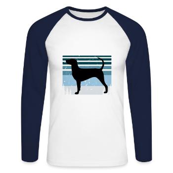 Dunker Dog Lover Silhouette Vintage Sunset - T-shirt baseball manches longues Homme - blanc/marine - Devant - Nik (191cm)