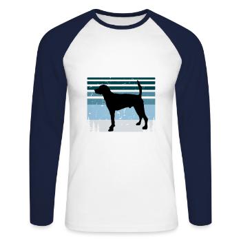 Français Foxhound Dog Lover Silhouette Retro Sunset - T-shirt baseball manches longues Homme - blanc/marine - Devant - Nik (191cm)