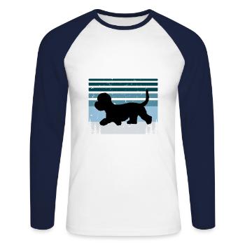 Dandie Dinmont Terrier Dog Silhouette Retro Sunset - Unisex Long Sleeve Baseball T-Shirt - white/navy - Front - Nik (191cm)