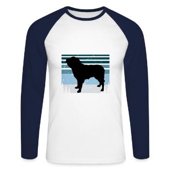 Dutch Smoushond Dog Love Silhouette Vintage Sunset - T-shirt baseball manches longues Homme - blanc/marine - Devant - Nik (191cm)