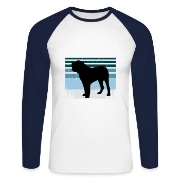 Fila Brasileiro Dog Love Silhouette Vintage Sunset - T-shirt baseball manches longues Homme - blanc/marine - Devant - Nik (191cm)
