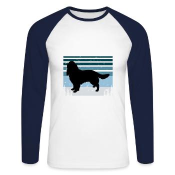 English Springer Spaniel Hund Silhouette Retro Sonne - Unisex Baseballshirt langarm - Weiß/Navy - Vorne - Nik (191cm)