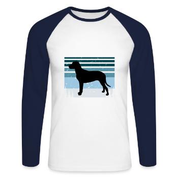 Finnish Hound Dog Lover Silhouette Vintage Sunset - Unisex Long Sleeve Baseball T-Shirt - white/navy - Front - Nik (191cm)