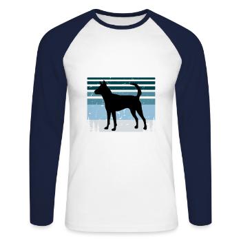 Formosan Mountain Dog Love Silhouette Retro Sunset - T-shirt baseball manches longues Homme - blanc/marine - Devant - Nik (191cm)