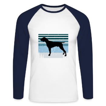 German Shorthaired Pointer Dog Silhouette Retro - Unisex Long Sleeve Baseball T-Shirt - white/navy - Front - Nik (191cm)