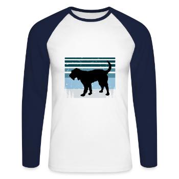 Griffon Nivernais Dog Love Silhouette Retro Sunset - Unisex Long Sleeve Baseball T-Shirt - white/navy - Front - Nik (191cm)