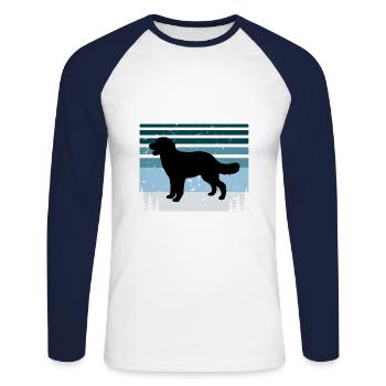 Hovawart Dog Lover Silhouette Vintage Sunset - T-shirt baseball manches longues Homme - blanc/marine - Devant - Nik (191cm)