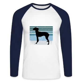 Hygenhund Dog Lover Silhouette Vintage Sunset - T-shirt baseball manches longues Homme - blanc/marine - Devant - Nik (191cm)