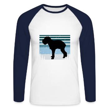 Griffon Bruxellois Dog Silhouette Retro Sunset - Unisex Long Sleeve Baseball T-Shirt - white/navy - Front - Nik (191cm)