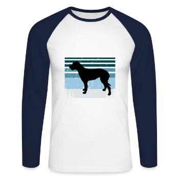 Irish Wolfhound Dog Love Silhouette Vintage Sunset - T-shirt baseball manches longues Homme - blanc/marine - Devant - Nik (191cm)