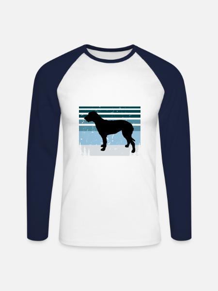 Irischer Wolfshund Hund Liebe Silhouette Vintage Sonnenuntergang - Unisex Baseballshirt langarm - Weiß/Navy