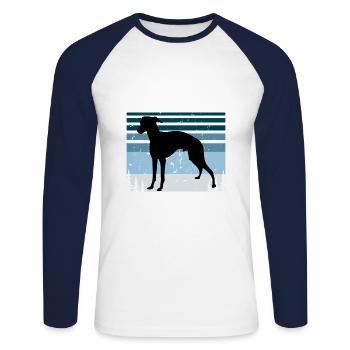 Italian Greyhound Dog Love Silhouette Retro Sunset - Unisex Long Sleeve Baseball T-Shirt - white/navy - Front - Nik (191cm)