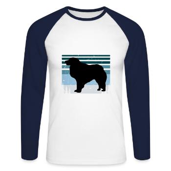 Kuvasz Dog Lover Silhouette Vintage Sunset - T-shirt baseball manches longues Homme - blanc/marine - Devant - Nik (191cm)