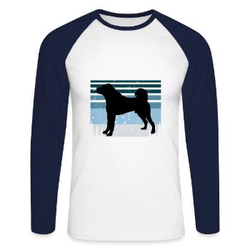 Kangal Dog Lover Silhouette Vintage Sunset - T-shirt baseball manches longues Homme - blanc/marine - Devant - Nik (191cm)
