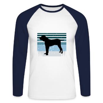 Kumaon Mastiff Hundeliebhaber Silhouette Vintage Sonnenuntergang - Unisex Baseballshirt langarm - Weiß/Navy - Vorne - Nik (191cm)
