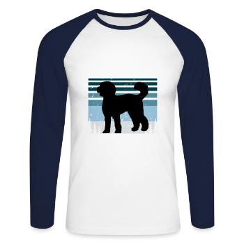 Labradoodle Dog Lover Silhouette Vintage Sunset - Unisex Long Sleeve Baseball T-Shirt - white/navy - Front - Nik (191cm)