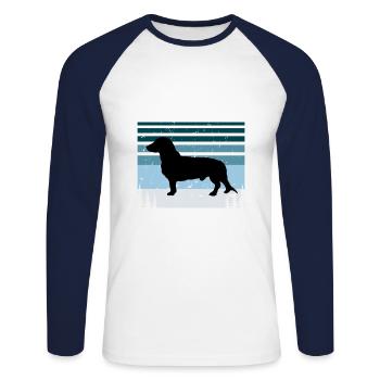 Westphalie Dachsbracke Dog Silhouette Retro Sun - T-shirt baseball manches longues Homme - blanc/marine - Devant - Nik (191cm)