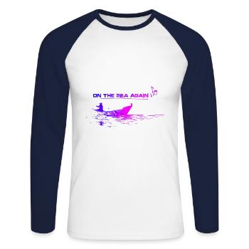 On the sea again .. sketch art boat lovers - Unisex Long Sleeve Baseball T-Shirt - white/navy - Front - Nik (191cm)