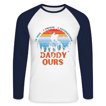 Daddy Ours - Unisex Baseballshirt langarm - Weiß/Navy - Vorne - Nik (191cm)
