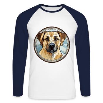 Anatolischer Schäferhund Rasse Aquarellglas - Unisex Baseballshirt langarm - Weiß/Navy - Vorne - Nik (191cm)