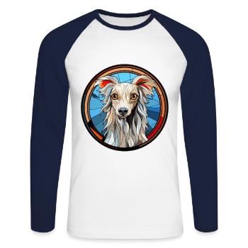 Chinese Crested Dog Breed Watercolor Glass - Unisex Long Sleeve Baseball T-Shirt - white/navy - Front - Nik (191cm)