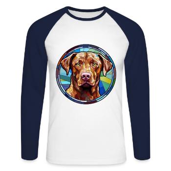 Chesapeake Bay Retriever Dog Breed Watercolor Glas - Unisex Long Sleeve Baseball T-Shirt - white/navy - Front - Nik (191cm)
