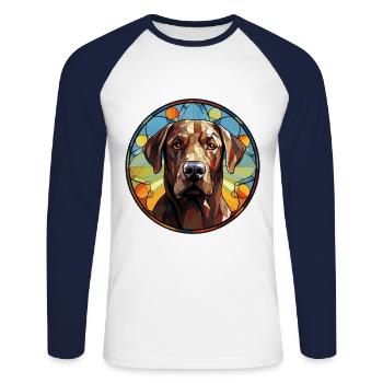 Labrador Retriever Hunderasse Aquarellglas - Unisex Baseballshirt langarm - Weiß/Navy - Vorne - Nik (191cm)