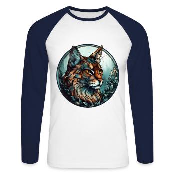 Sokoke Cat Breed Watercolor Glass Painting - Unisex Long Sleeve Baseball T-Shirt - white/navy - Front - Nik (191cm)