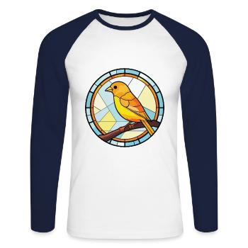 Canary Colorful Aquarelle Animal Animal Illustration - T-shirt baseball manches longues Homme - blanc/marine - Devant - Nik (191cm)