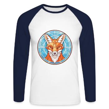 Fuchs Buntes Aquarell Tier Haustier Illustration - Unisex Baseballshirt langarm - Weiß/Navy - Vorne - Nik (191cm)
