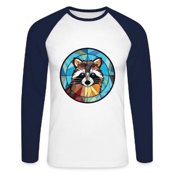 Racoon Colorful Aquarelle Animal Animal Illustration - T-shirt baseball manches longues Homme - blanc/marine - Devant - Nik (191cm)