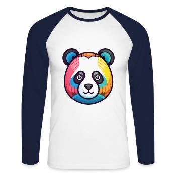 Panda Buntes Aquarell Tier Haustier Illustration - Unisex Baseballshirt langarm - Weiß/Navy - Vorne - Nik (191cm)