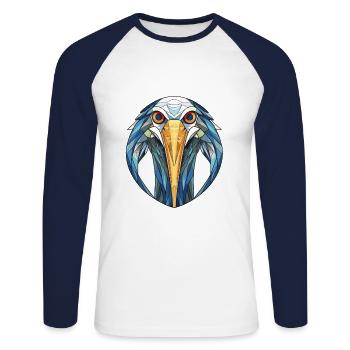 Egyptian Great Blue Heron Colorful Watercolor Pet - Unisex Long Sleeve Baseball T-Shirt - white/navy - Front - Nik (191cm)